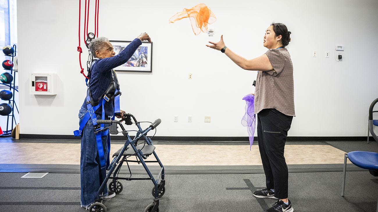 Margo Waters at physical therapy appointment